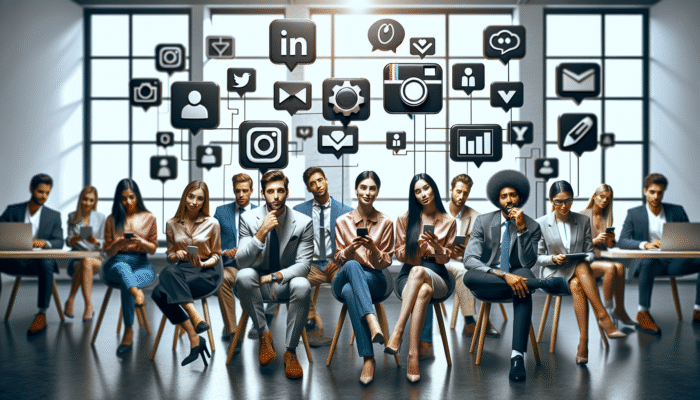 Diverse group of influencers using Instagram and LinkedIn for brand awareness across different demographics.