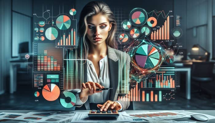 How to Consolidate Tax Debt Effectively: A Guide | DCL A person analysing tax debt with documents, calculator, and computer graphs in an office.