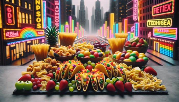 Delightful kid-friendly dishes like mini tacos and whimsical pasta in a lively Las Vegas restaurant.