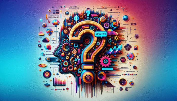 A vibrant digital interface showcasing engaging questions that enhance user interaction on an AI Q&A platform.
