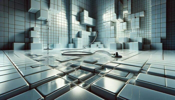 A gleaming tiled room with revitalised grout, showcasing uniform colour and no stains, reflecting professional cleaning techniques and specialised equipment in use.