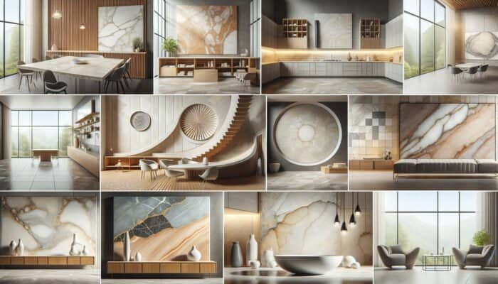 Limestone surfaces such as countertops and entryways polished to a high sheen with limestone polishing powder.