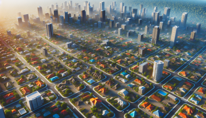 Aerial view of Nelspruit neighborhoods, showing property value variations near amenities, influenced by economic trends.