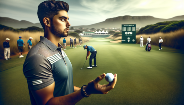 A golfer practicing breathing exercises on a South African course during the South African Open.