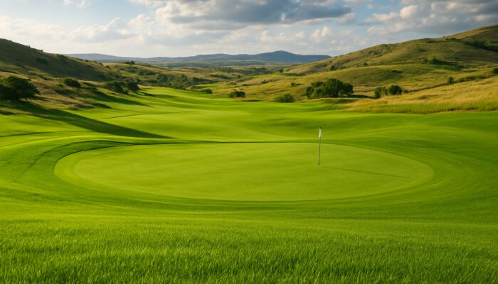 Lush kikuyu and buffalo grass fairways on vibrant South African Highveld golf course.