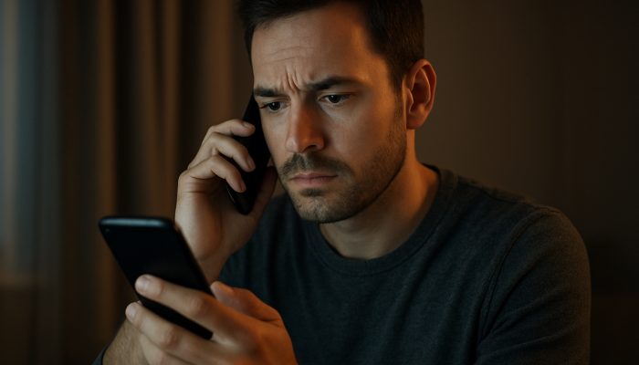 Person verifies bank call by dialing official number, ignoring spoofed caller ID on phone screen